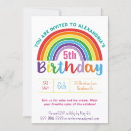 Kinder Rainbow Birthday Party Hübsche Girls Einladung