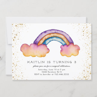 Kinder Rainbow Cloud Geburtstagsparty Einladung