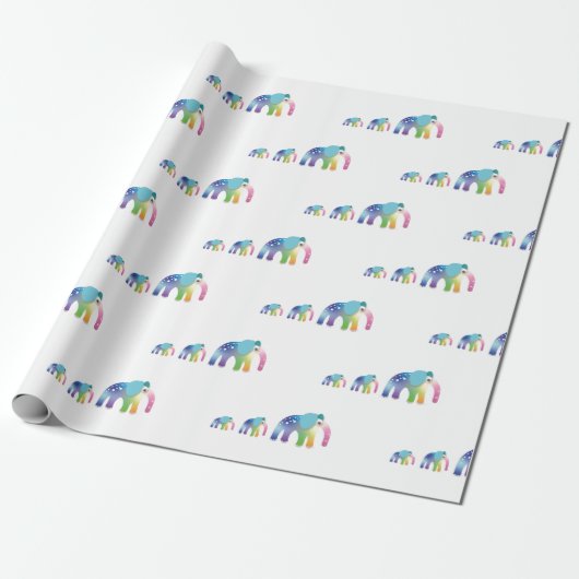 Kinder Rainbow Elephant Gift Wrap Geschenkpapier (Ungerollt)