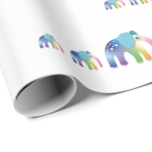 Kinder Rainbow Elephant Gift Wrap Geschenkpapier (Rolleneckpunkt)