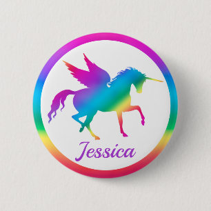 Kinder Rainbow Gradient Unicoron Silhouette Button