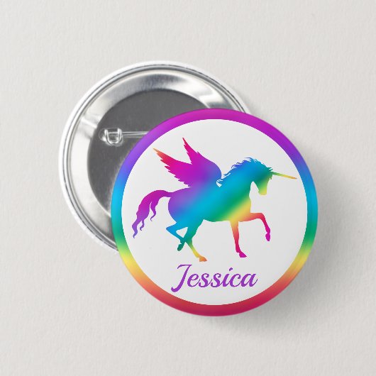 Kinder Rainbow Gradient Unicoron Silhouette Button (Vorne & Hinten)