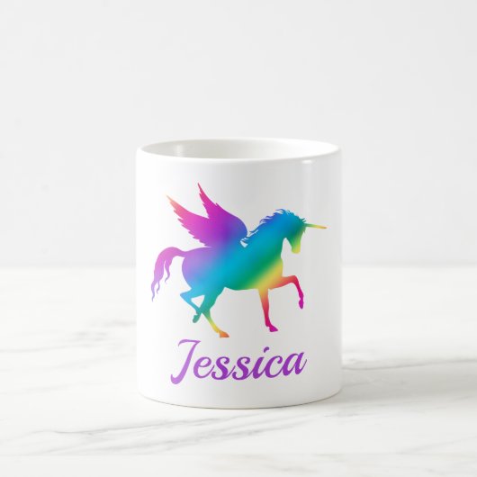 Kinder Rainbow Gradient Unicoron Silhouette Kaffeetasse (Mittel)