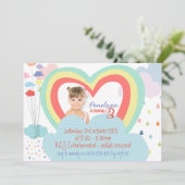Kinder Rainbow Thema Geburtstag Einladung (Stehend Vorderseite)