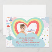 Kinder Rainbow Thema Geburtstag Einladung (Vorne/Hinten)