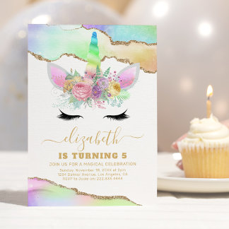 Kinder Rainbow Unicorn Geburtstag Einladung