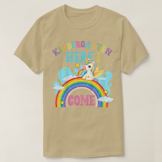 Kinder Rainbow Unicorn Lover Kindergarten Hier bin T-Shirt (Design vorne)