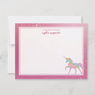 Kinder Rainbow Unicorn Personalisiert Mitteilungskarte