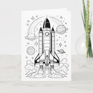 Kinder Rakete Geburtstagskarte - MAL ES AUS! Karte