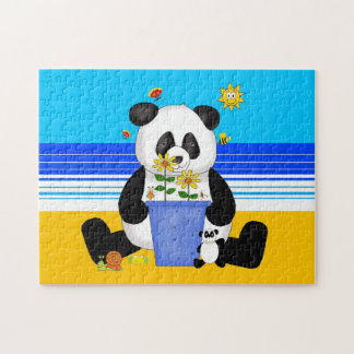 Kinder rätseln Panda am Strand Puzzle
