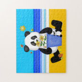 Kinder rätseln Panda am Strand Puzzle (Vertikal)