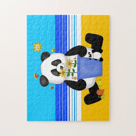 Kinder rätseln Panda am Strand Puzzle (Vertikal)