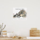 Kinder Raumschrift, Gott Lieben Sie Wolf Familie Poster (Küche)