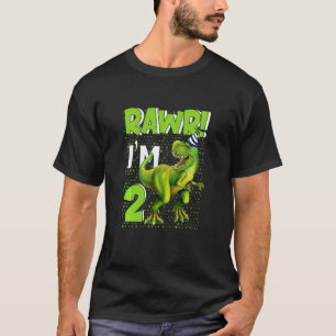 Kinder Raw ich bin 2 Geburtstag Junge Dinosaurier  T-Shirt