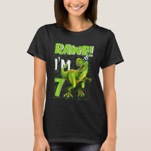 Kinder Raw ich bin 7 Geburtstag Boy Dinosaurier 7 T-Shirt