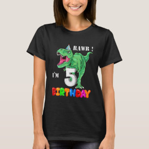 Kinder Rawi I m 5 5. Geburtstag Rex Dinosaurier Pa T-Shirt