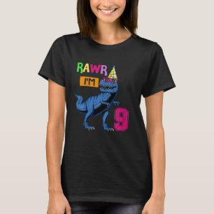 Kinder Rawi I m 9 9. Geburtstag Dinosaur Boys Dino T-Shirt
