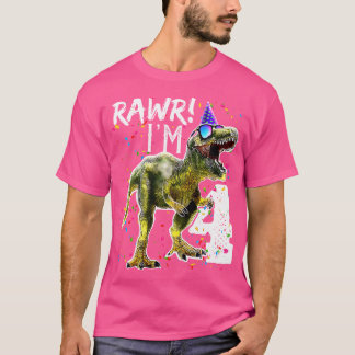 Kinder Rawr I m 4 4. Geburtstag T Rex Dinosaur Par T-Shirt