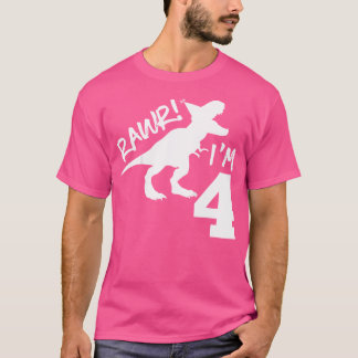Kinder Rawr I m 4 Dinosaurier Vierter Geburtstag J T-Shirt
