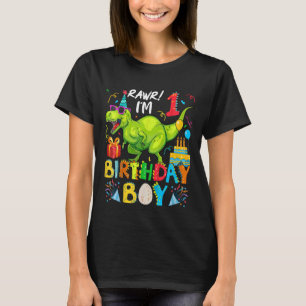 Kinder Rawr Ich bin 1. Geburtstag Boy Dinosaurier T-Shirt