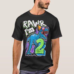 Kinder Rawr Ich bin 2 2. Geburtstag T Re Dinosauri T-Shirt