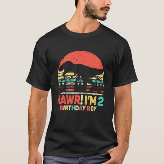 Kinder Rawr ich bin 2 Dinosaurier Rex 2. Geburtsta T-Shirt (Vorderseite)