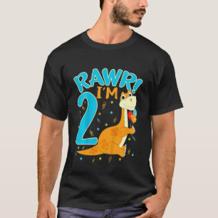 Kinder Rawr ich bin 2 Dinosaurier Trex 2. Geburtst T-Shirt