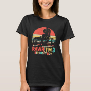 Kinder Rawr ich bin 3 3. Geburtstag Junge 3 Jahre T-Shirt