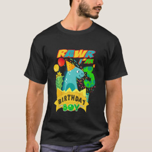 Kinder Rawr ich bin 3. Geburtstag Junge Dino Rex 3 T-Shirt