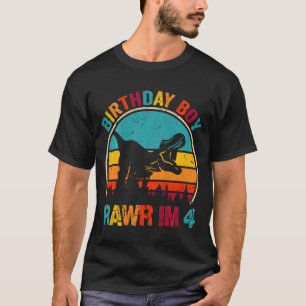 Kinder Rawr ich bin 4 Dinosaurier 4. Geburtstag Bo T-Shirt