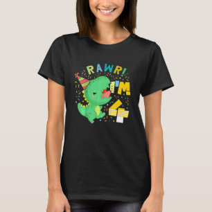 Kinder Rawr ich bin 4 Dinosaurier B Tag Party Dino T-Shirt
