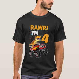 Kinder Rawr ich bin 4 Dinosaurier T Rex Geburtstag T-Shirt
