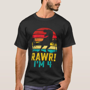 Kinder Rawr Ich bin 4 Jahre alt Dinosaurier Rex 4. T-Shirt