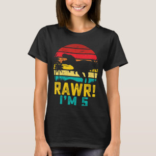 Kinder Rawr ich bin 5 5. Geburtstag Dinosaurier Re T-Shirt