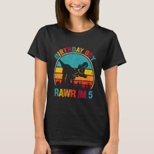 Kinder Rawr ich bin 5 Dinosaurier 5. Geburtstag Bo T-Shirt