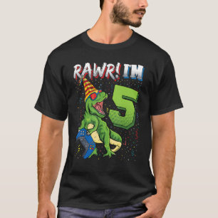 Kinder Rawr ich bin 5. Geburtstag Dinosaurier halt T-Shirt