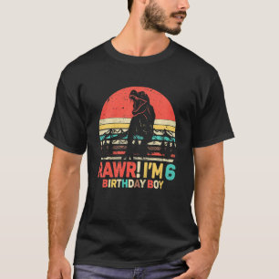 Kinder Rawr ich bin 6 Dinosaurier 6. Geburtstag Ju T-Shirt