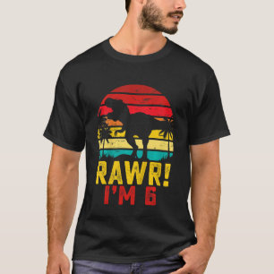 Kinder Rawr ich bin 6 Dinosaurier 6. Geburtstag Re T-Shirt