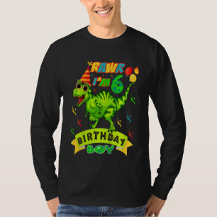 Kinder Rawr Ich bin 6. Geburtstag Junge Dino Rex 6 T-Shirt