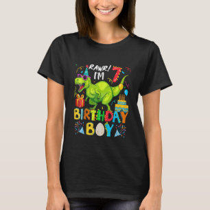 Kinder Rawr Ich bin 7. Geburtstag Boy Dinosaurier T-Shirt