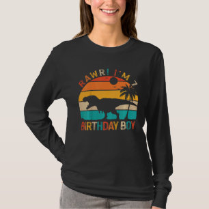 Kinder Rawr Ich bin 7. Geburtstag Boy Dinosaurier T-Shirt