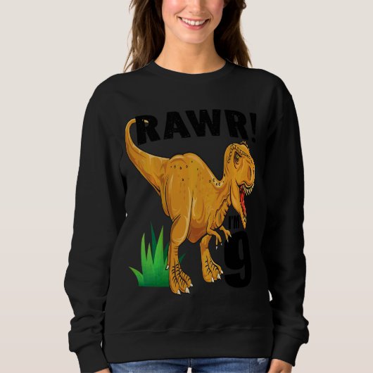 Kinder Rawr ich bin 9 Dinosaurier Rex 9. Geburtsta Sweatshirt (Vorderseite)