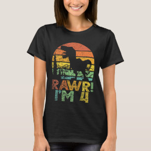 Kinder Rawr Im 4. Geburtstag Rex 4 Jahre Jungen Di T-Shirt