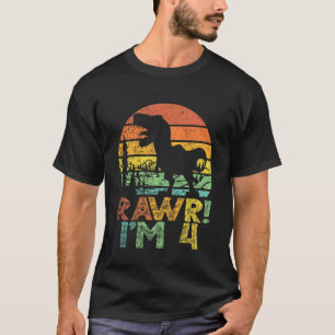 Kinder Rawr Im 4. Geburtstag Rex 4 Jahre Jungen Di T-Shirt