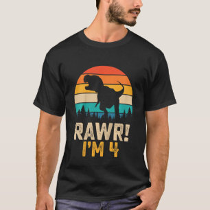 Kinder Rawr Iu2019m 4 4 Jahre alter Dinosaurier Re T-Shirt
