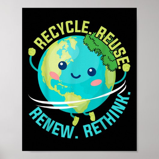 Kinder Recycelte Wiederverwendung Neu überdenken N Poster (Vorne)