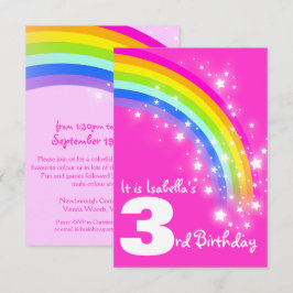 Kinder Regenbogen 3. Geburtstag rosa Geburtstag ei Einladung