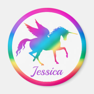 Kinder Regenbogen‑Gradient Einhorn Silhouette Magnet