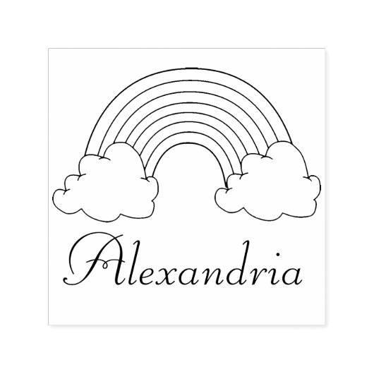 Kinder Regenbogen mit Wolken Personalisiert Hübsch Permastempel (Design)