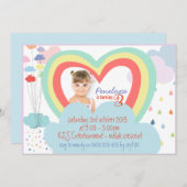 Kinder Regenbogen Thema Geburtstag Einladung (Vorne/Hinten)